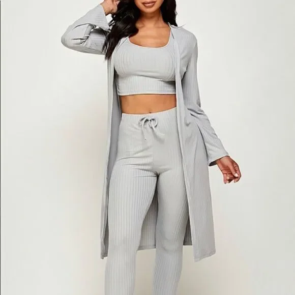 Three Piece Set Cropped Top Pants‎ and Cardigan - Picture 2 of 6